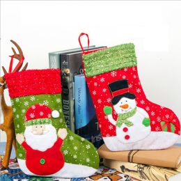Christmas Socks Gift Bag Flannel Hanging Gift Socks Christmas Tree Pendant Candy Bag Decorative Gifts Christmas Decoration 2 Designs BT653