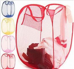 Foldable Mesh Laundry Basket Pop Up Mesh Hamper Washing Clothes Bag Storage Bin Dirty Clothes Basket Pop Up Mesh