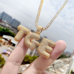 Hot Trendy Men Women Custom Name Necklace Gold Silver Colors CZ Bubble Letter Pendant Necklace With Free 24inch Rope Chain