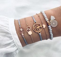 Fashion Beads Stone Turtle Multilayer Bracelet Set for Women Geometric Tree of Life Shell Bracelets Bohemia Summer Jewelry 12pcs epacket