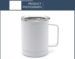 10oz Sublimation Blank Mug Wine Tumbler With Handle Heat Transfer Stainless Steel Vacuum Insulated Coffee Milk Cups
