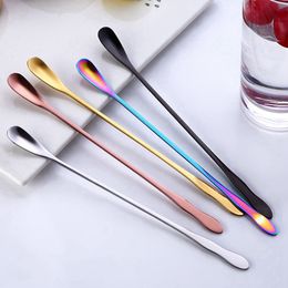 304 Stainless Steel Coffee Spoon 260/200mm Long Handle Mixing Spoon Ice Spoons Restaurant Bar Stirring Spoons HHA1529