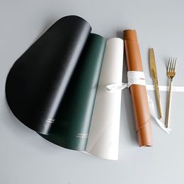 Leather Coasters Table Mat Heat Insulation Non -Slip Waterproof oilproof Brief Placemats Bowl Coaster Kitchen Tableware Pad Placemat