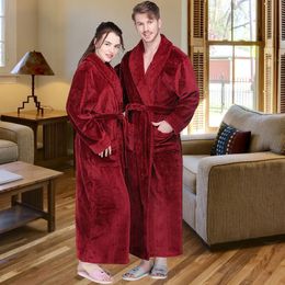 Men Women Winter Extra Long Thicken Flannel Warm Bath Robe Luxury Thermal Bathrobe Mens Soft Grid Fur Dressing Gown Male Robes CX200813