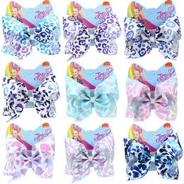 Leopard JOJO Siwa Hair Clips 2020 Girls 8inch Bow Barrettes Pearl Ribbon Bow Hairpins jojo siwa Kids Clip HHA1556