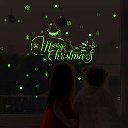 Merry Christmas Glow Snowman Wall Fluorescence Stickers Living Room Luminous Stickers Window Decor For Home Mall DHL Free Shipping