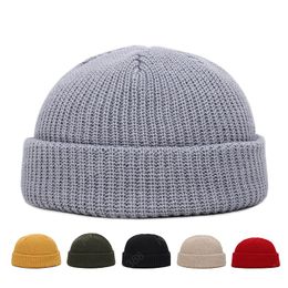 men/women winter hat solid Colour knitted hat autumn/winter double thick warm hat simple outdoor casual women peas beanie