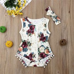 Newborn Kids Baby Girls Clothes Floral Jumpsuit Romper Playsuit + Headband Outfits Soft and Comfortable Girl suit