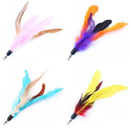 Colour Multi Cat Toys Bird Feather Plastic Wand Plastic Diy Catstoys Parts Cat Supplies 18cm Hot Sale