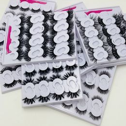 Hand made thick mink false eyelashes 10 pairs set 10-25mm long fake lashes eye makeup accessory eye lashes extensions with tweezer DHL