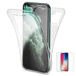 Transparent 360 Degree Case Full Coverage Front And Back Mobile Phone Bumper With Screen Protector For IPhone 11 Pro Max Xr xs Max 7 8 Plus