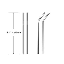 reusable stainless steel straws straight and bend fdaapproved three size cleaning brush straw bar drinking tool