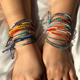 12 Colors Bohemian Luxury Designer Jewelry Women Girls Multicolor Seed Beads Bracelet National Style Adjustable DIY Jewelry