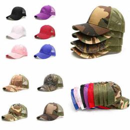 Ponytail Baseball Hat Summer Camo Baseball Mesh Cap Outdoor Sports Unisex Sun Visor Cap Cycling Snapback Caps Party Hats CYZ2600