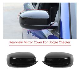 ABS Car Rearview Mirror Shell Black Decoration Cover For Dodge Charger 2010 UP Car Exterior Accessories