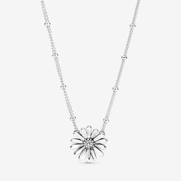 New Arrival 100% 925 sterling silver Pave Daisy Flower Collier Necklace fashion Jewellery making for women gifts