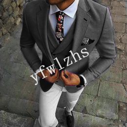 New Style One Button Handsome Notch Lapel Groom Tuxedos Men Suits Wedding/Prom/Dinner Best Man Blazer(Jacket+Pants+Tie+Vest) W334