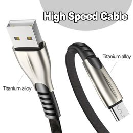 Titanium alloy High Speed 2.4A USB Cables Fast Charger Micro Type C Charging Cable 1M 2M 3M