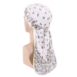 Silky Durag For Men Paisley Pattern Print Bandana Cap Hip Hop Headwear Breathable Doo Rag Wigs Pirate Hat Hair Accessories