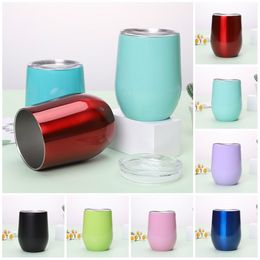 11 Colour Drinkware 360ml with Lid car cup Stainless Steel Tumbler Stemless Wine glass Metal Edge wide mouth Coffee cup 100pcs T2I51370