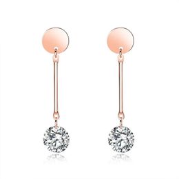 New ins simple fashion designer stainless steel lovely cute diamond zircon pendant stud earrings for women girls rose gold