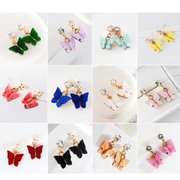 2021 New Sweet Butterfly Earrings Acrylic Colour Kroean Beauty Wild Wild Stud Earring for Women Jewellery Wholesale