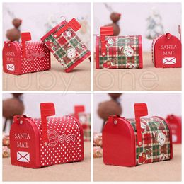 wholesale bakery decorations NZ - Christmas Iron Mail Post Red Storage Box Christmas Paper Mailbox Candy Boxes New Year Xmas Bakery Packaging Gifts Box Decorations RRA3472