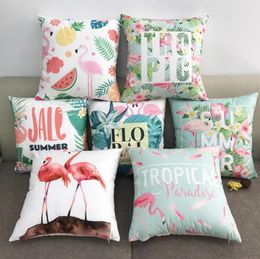 Cartoon Flamingo Pillow Cover Simplicity Pillowcase Cover Sofa Cushion Cover Holiday Gift Home Decor Size About 45*45cm 7 Designs BT359