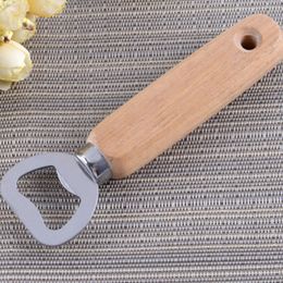Wooden Handle Stainless Steel Beer Bottle Opener Drinks Openers For Home Party Bar Kitchen Outdoor Supplies