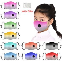 Gradient fashion face mask anti-dust anti-haze cotton cloth child mask with breathing valve breathable printed designer face mask