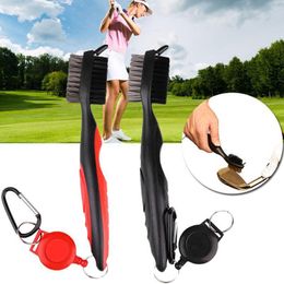 8 Colors Golf Club Head Groove Brush Cleaner with Retractable Zip-line and Aluminum Carabiner Cleaning Tools