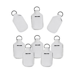 sublimation Neoprene sanitizer holder solid color can choose empty Travel Size Bottle with Keychain Holder for Soap