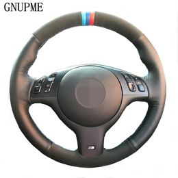 DIY Black Suede Genuine Leather Car Steering Wheel Cover for BMW M Sport E46 330i 330Ci E39 540i 525i 530i M3 E46