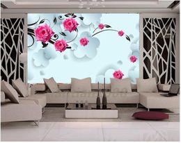 Custom photo murals wallpapers 3D mural wall papers Modern rose flower mural for living room 3D stereo background wall paper home decoration