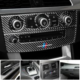 Car Stickers Interior Gear Shifter Modification Air Outlet CD Panel Carbon Fiber Decorative Trim for BMW E60 2004-2010 5 Series