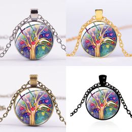 Tree of Life Necklace cabochons Glass Moon necklaces chain wishing pendant hip hop fashion Jewellery