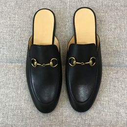 op quality 28 Styles Genuine leather loafers Muller slipper with buckle Fashion women Princetown Ladies Casual Mules Flats