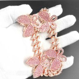Iced Out Crystal Cuban Link Chain Butterfly Choker Necklace Statement Bling Full Rhinestone Hip Hop Women Jewelry254e