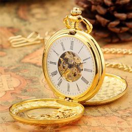 Vintage Watches Bronze/Yellow Gold Hollow Phoenix Design Men Women Hand-winding Mechanical Pocket Watch Skeleton Timepiece Pendant Chain