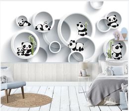 Custom photo wallpapers for walls 3d mural European cartoon panda children's small fresh children's room background wall papers home decor