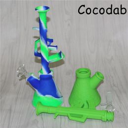 Silicone Beaker Water Pipe With Glass Bowl Oil Rigs Glass Water Pipes Silicone bong Smoking Hookahs Free DHL