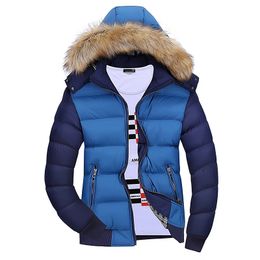 Winter Jacket For Men Warm Cotton Fur Collar Male Hooded Casual Fashion Thick Coat Parkas Outerwear