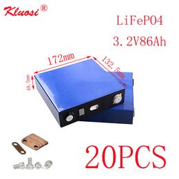 KLUOSI 20PCS 3.2V86Ah LiFePO4 Battery 20S/60V Pack FOR Solar Energy Storage Inverter EV Marine RV Golf US/EU TAX FREE