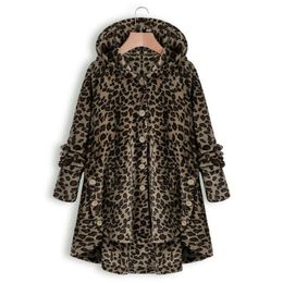 Kvinnors Trench Coats Kvinnor Fluffy Coat Vinter Casual Loose Solid Button Fleece Hooded Teddy Bear Kvinna Söt Varm Mjuk Plus Storlek Outwear