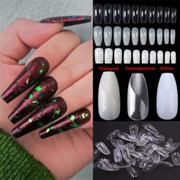 600Pcs/Bag Acrylic Detachable Coffin Shape Ballerina Full Cover False Nails Artificial Manicure Fake Nails Tips Nail Art Tools