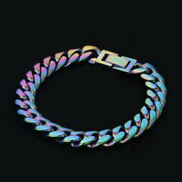 Wholesale Rainbow Colour Mens Hiphop Stainless Steel Cuban Chain Jewellery Hip Hop Necklace