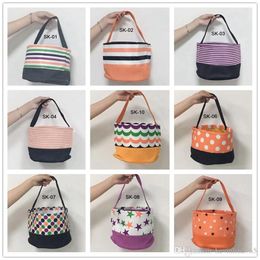 12 Styles Halloween Festives Sack Monogrammed Canvas Basket Bag Toy Storage Baskets Trick or Treat Bags Polka Dot Tote Sacks