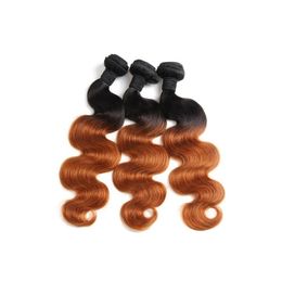 Best 10A Grade Brazilian Virgin Hair Ombre Honey Brown Human Hair Weave 3Pcs 300g Unprocessed Virgin Hair Smooth Soft Texture Color#1b/30