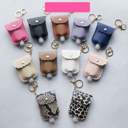 18Styles Leather Keychain Leopard Keychain Hand Sanitizer Bottle Leather Case Portable Disinfectant Protective Cover with 30mL Bottles M2662