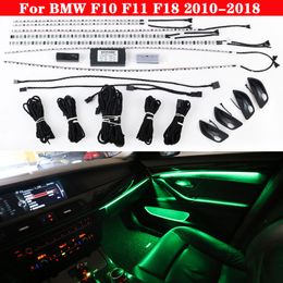 ambient lighting strips UK - For BMW 5 series F10 F11 F18 2010 2018 Car neon interior door ambient light 9 color Auto decorative Atmosphere LED strip lights